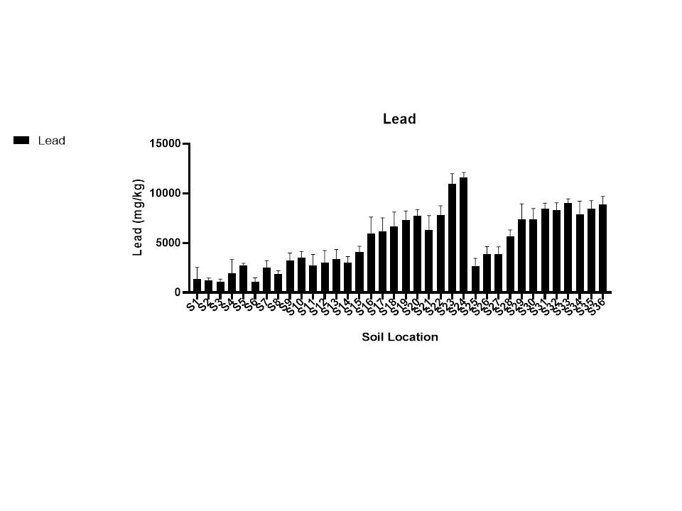 Lead concentration in the soil